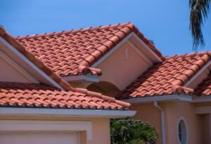 A roof with clay tiles