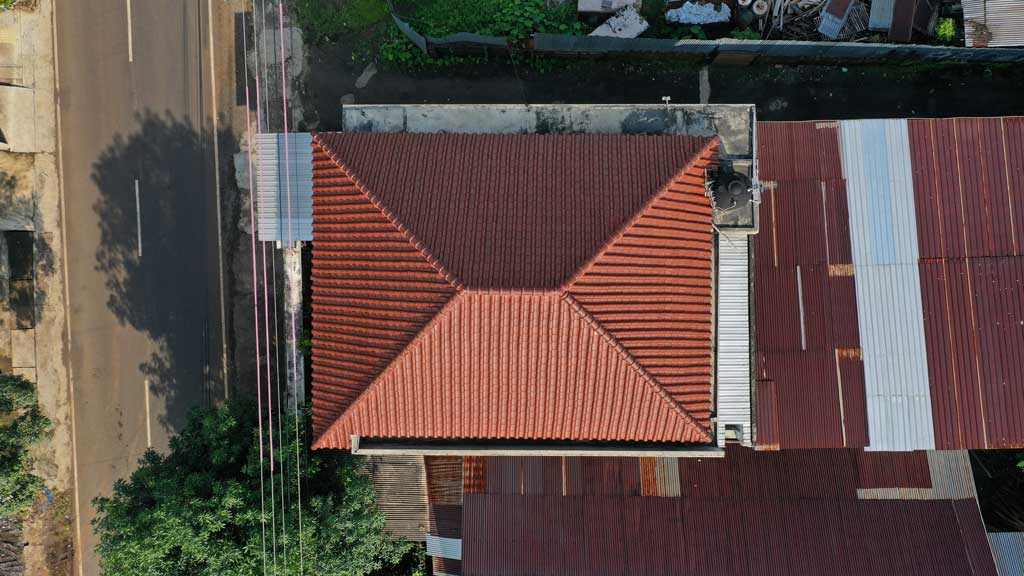 A hip roof viewed from above