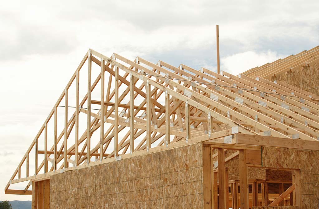 Standard roof trusses on a gable end