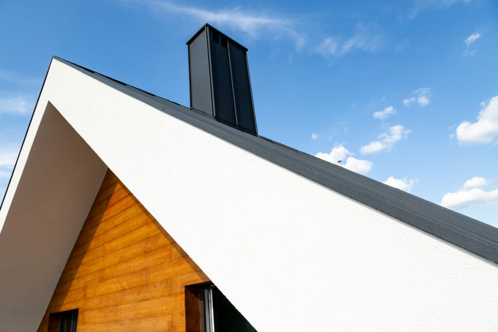 A gable end of a modern roof